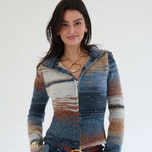 Striped Blue and Brown Women's Sweater